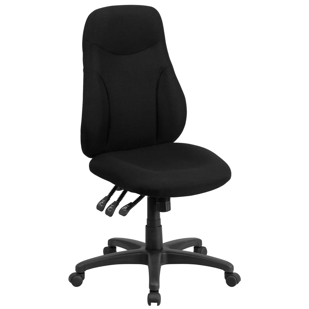 Flash Furniture BT-90297H-GG Chair, 42"-47-1/4", 250 lb, Black Polyester, Lumbar & Triple Paddle Casters