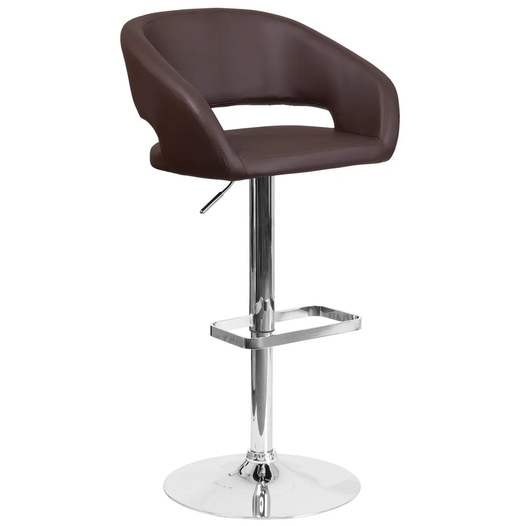 Flash Furniture CH-122070-BRN-GG Swivel Bar Stool, Upholstered Seat & Back, Brown Vinyl, Adjustable Height