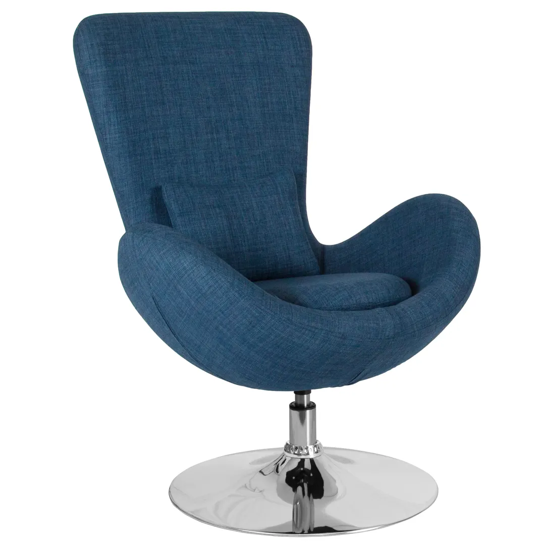 Flash Furniture CH-162430-BL-FAB-GG Chair, Blue Curved Arms, 13x10x2" Pillow, Foam, 21.5" Base, Assembly