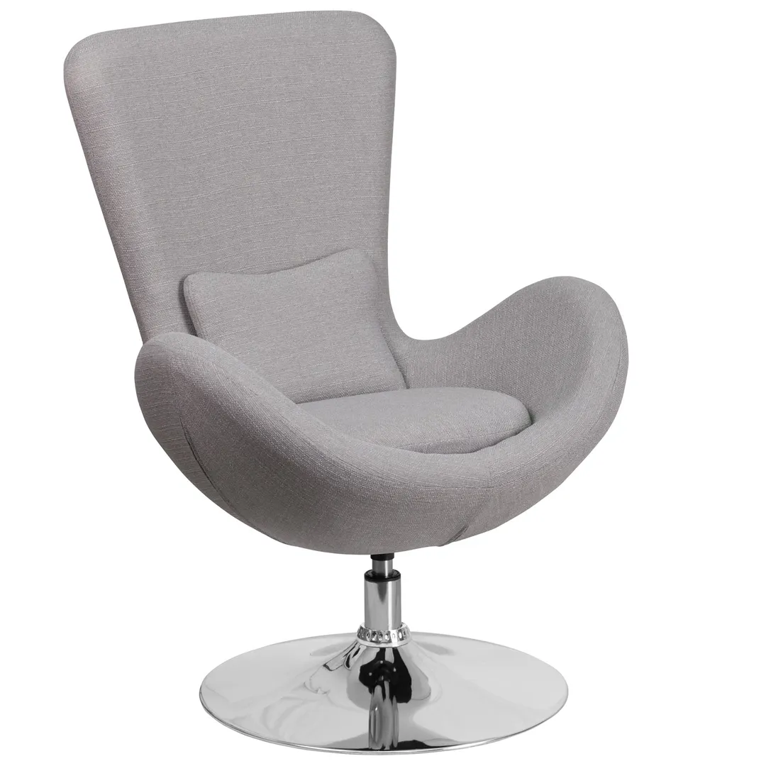 Flash Furniture CH-162430-LTGY-FAB-GG Reception Chair, Gray Fabric, Arms, 13x10x2" Lumbar, 21.5" Pedestal Base