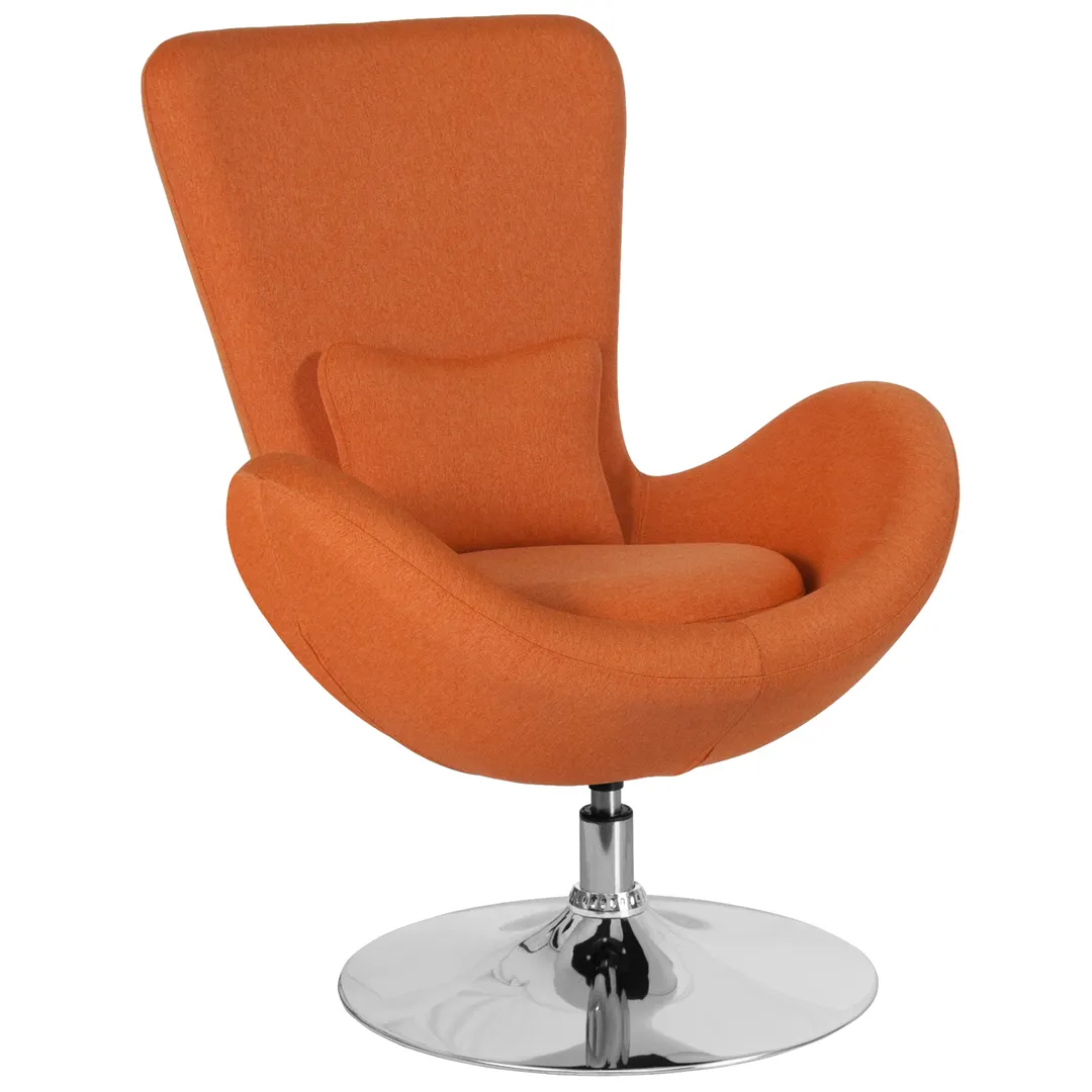 Flash Furniture CH-162430-OR-FAB-GG Lounge Chair, Orange Fabric, Arms, 13" W x 10" H, Chrome Base, CA117 Foam