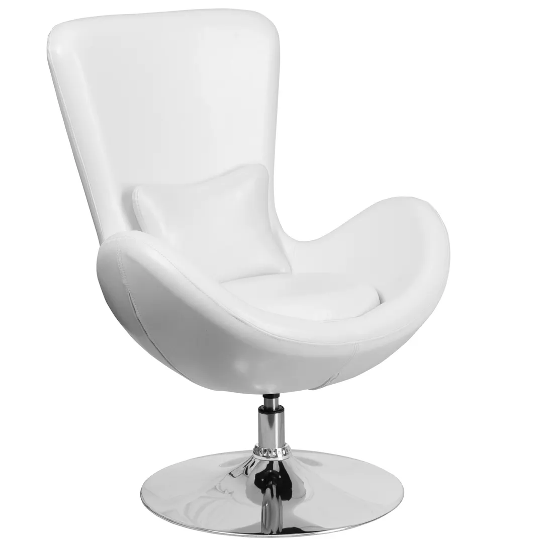Flash Furniture CH-162430-WH-LEA-GG Reception Chair, LeatherSoft Upholstery, Arms, Pillow, 21-1/2" Chrome Base