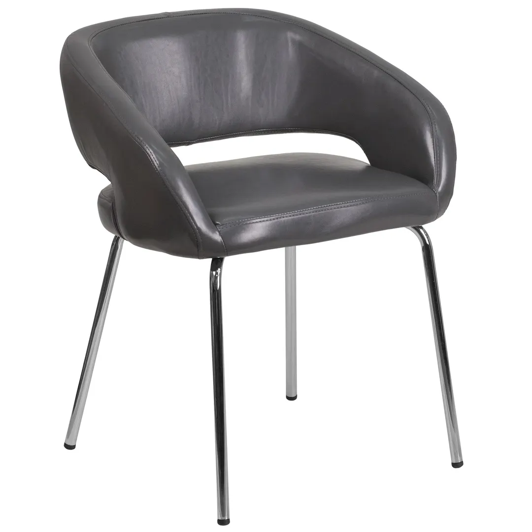 Flash Furniture CH-162731-GY-GG Fusion Series Gray LeatherSoft Upholstered Side/Reception/Lounge Chair with Chrome Legs