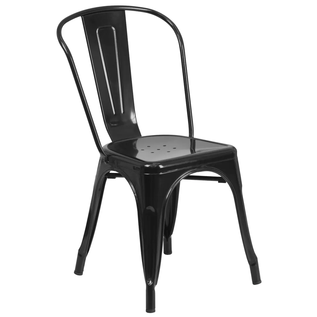 Flash Furniture CH-31230-BK-GG Stacking Side Chair, Galvanized Steel, 500 lbs, Stacks 8 High – Indoor/Outdoor
