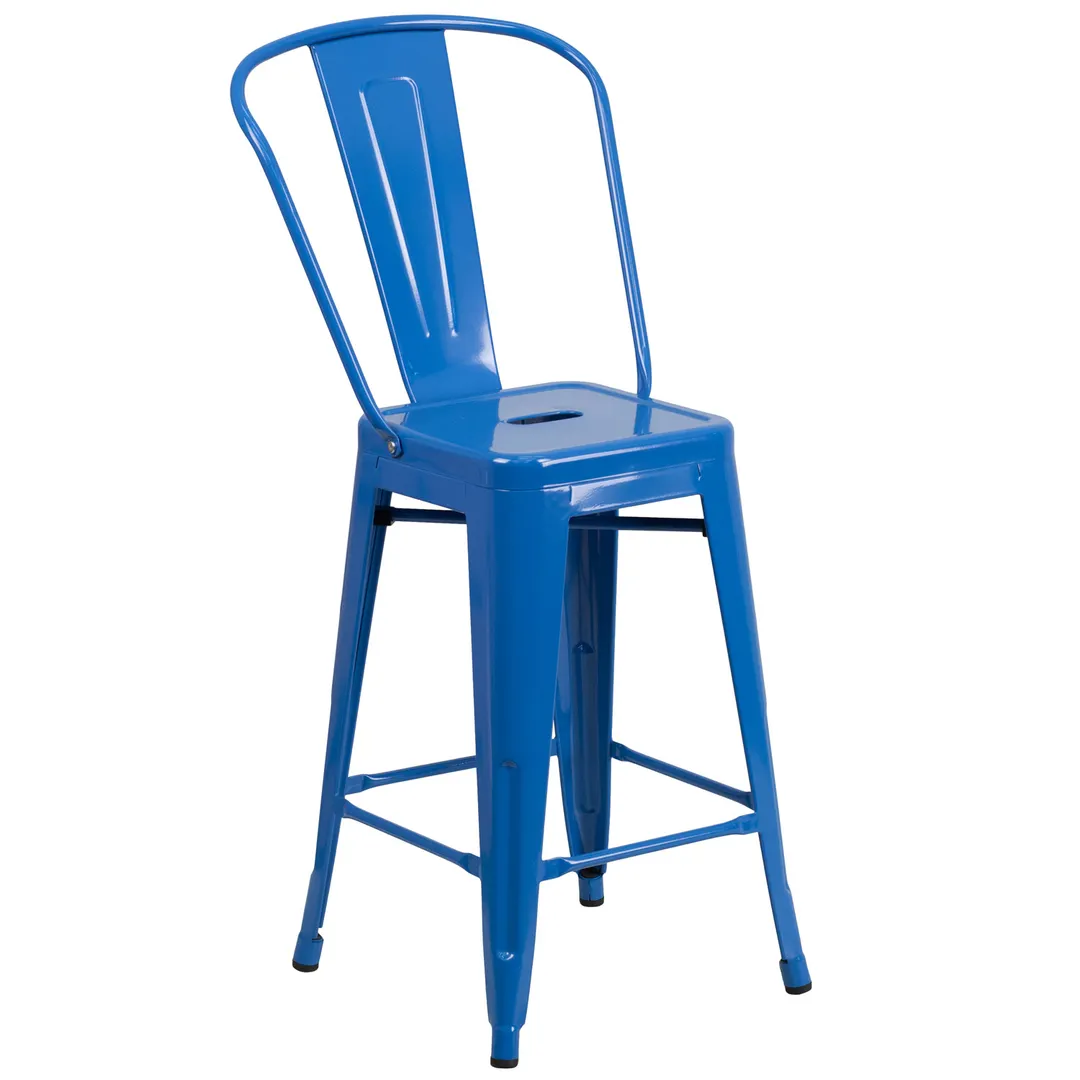 Flash Furniture CH-31320-24GB-BL-GG Counter Height Blue Bar Stool 500 lb.