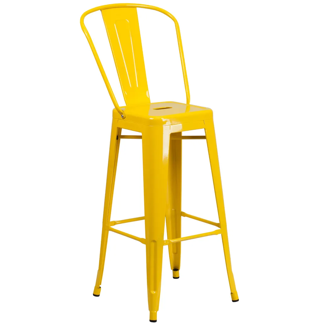 Flash Furniture CH-31320-30GB-YL-GG Commercial Outdoor Bar Stool, 500 lb, Yellow, Galvanized Steel, Powder Coat Finish