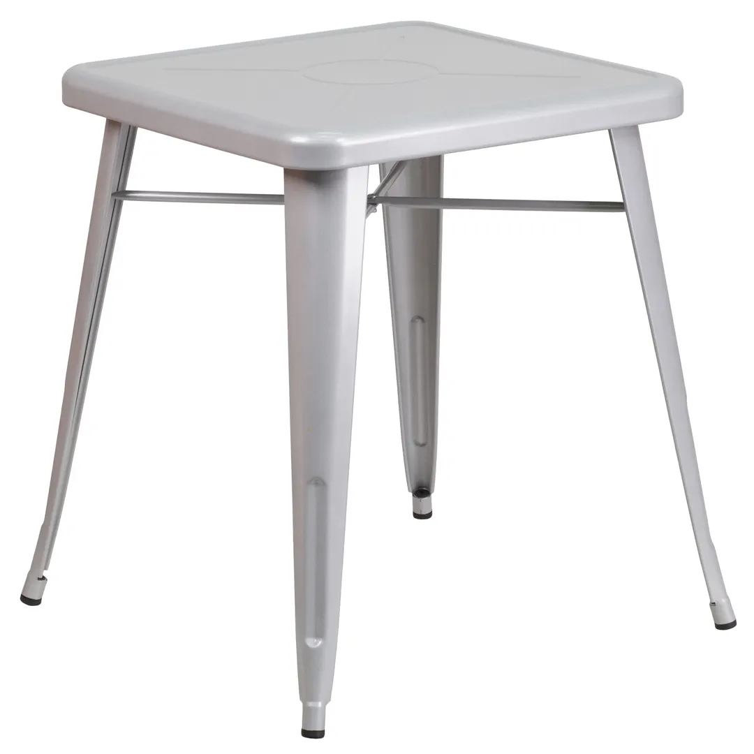 Flash Furniture CH-31330-29-SIL-GG 23.75 Square MDF Dining Table, 29 Height, Silver Galvanized Steel Base