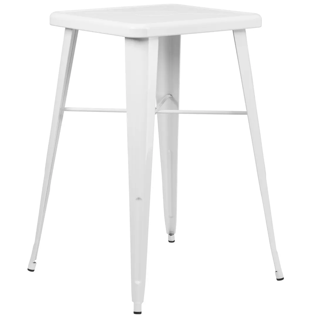 Flash Furniture CH-31330-WH-GG 23-3/4" Square Bar Height Table, White Powder Coat Finish, Galvanized Steel