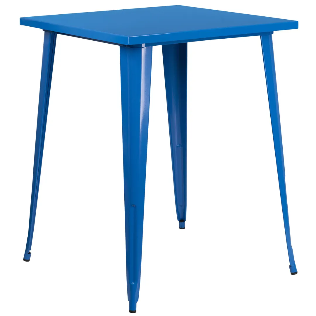 Flash Furniture CH-51040-40-BL-GG 33x33 Square Bar Height Table, Metal Top, Blue Powder Coat Finish