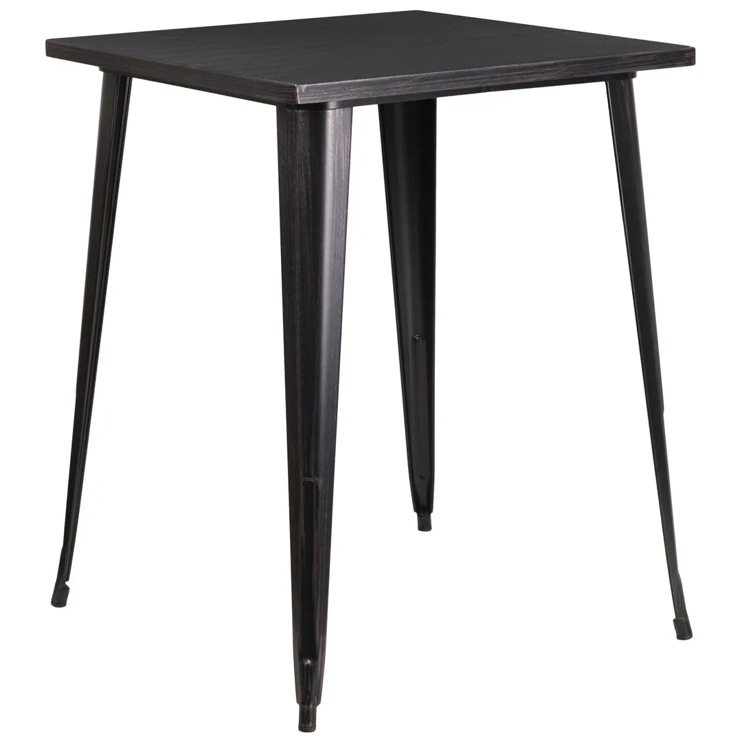 Flash Furniture CH-51040-40-BQ-GG 33.25x33.25 Bar Height Table, Black/Antique Gold