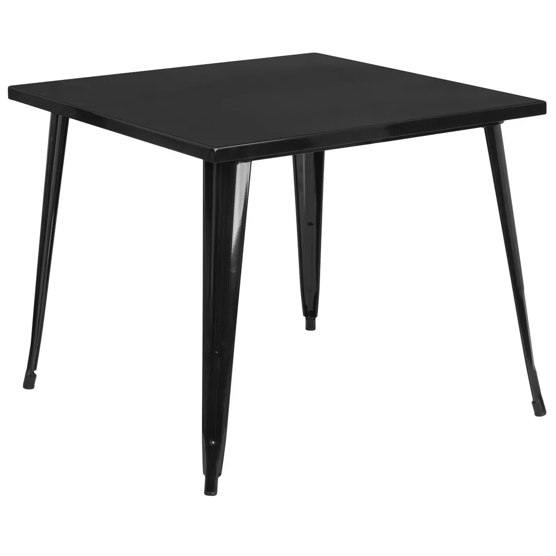 Flash Furniture CH-51050-29-BK-GG 35" Square Metal Dining Table, Black Powder Coat Finish, Indoor/Outdoor Use