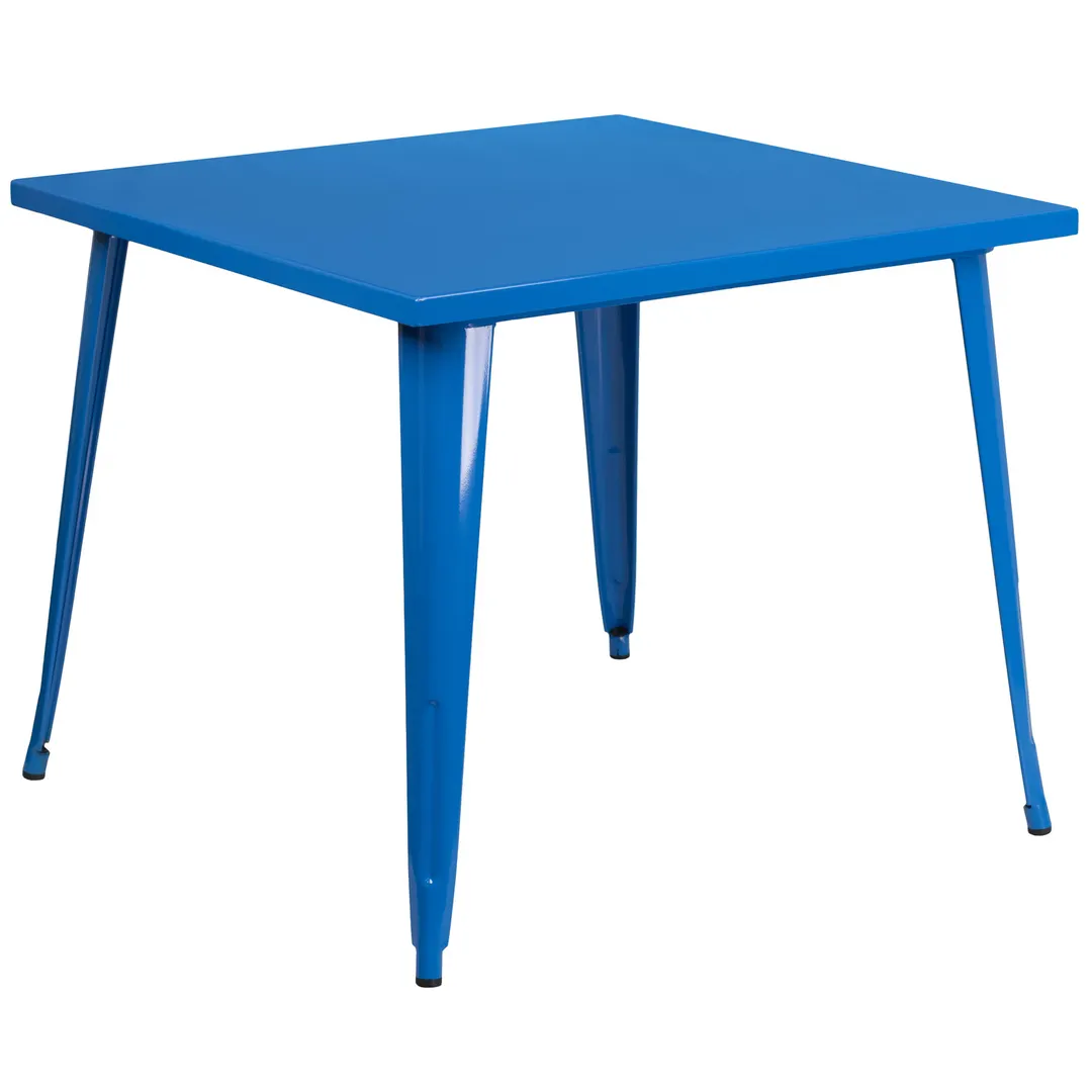 Flash Furniture CH-51050-29-BL-GG 35" Square Metal Dining Table, Blue Powder Coat, 29"H