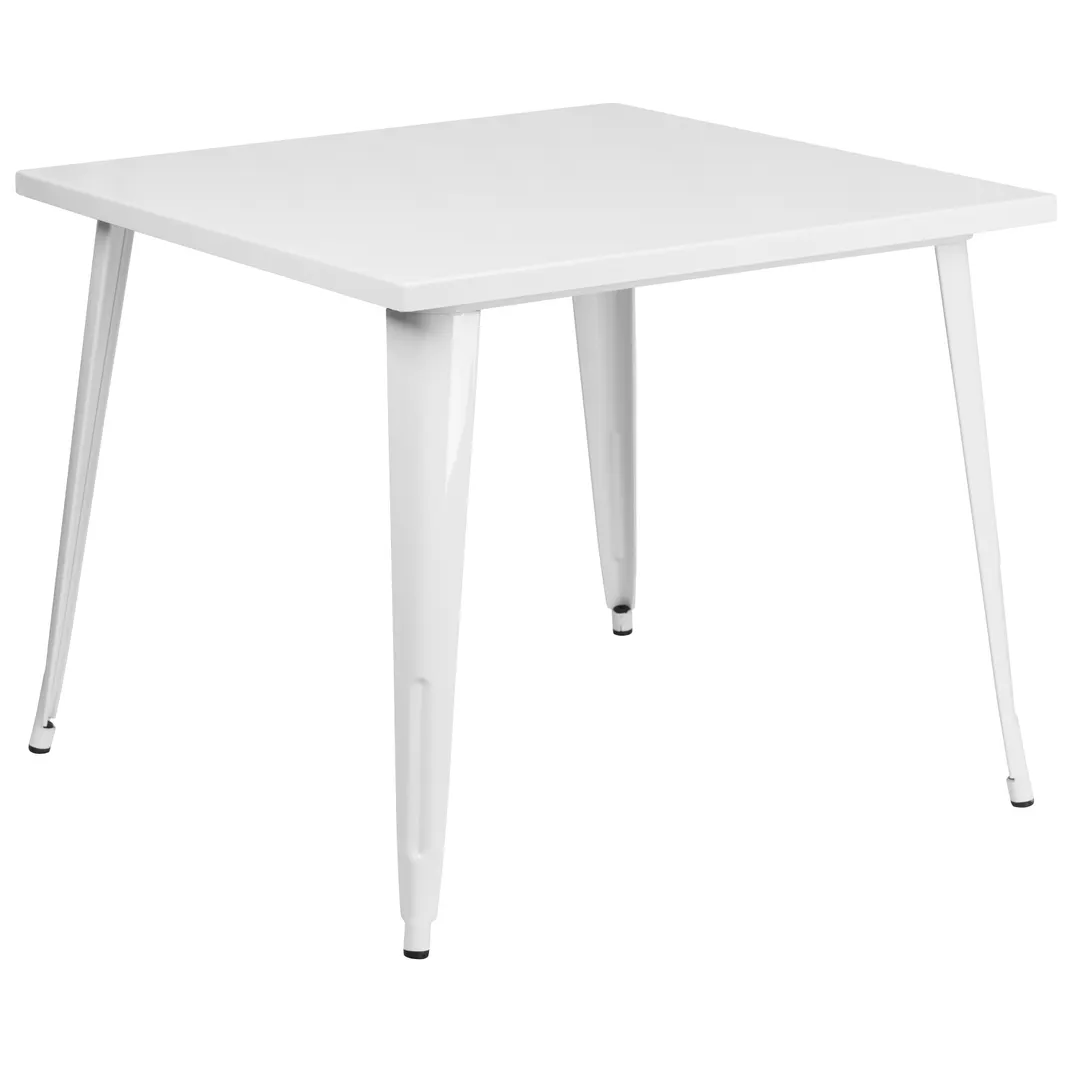 Flash Furniture CH-51050-29-WH-GG Square Dining Table, 35.5Wx35.5D, White Powder Coat, MDF Top, Metal Base