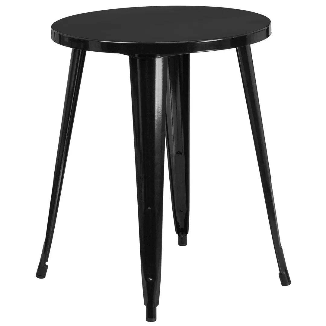 Flash Furniture CH-51080-29-BK-GG 24" Round Dining Height Metal Table, Black Powder Coat Finish, Indoor/Outdoor Use