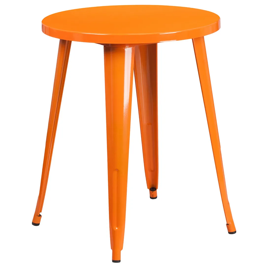 Flash Furniture CH-51080-29-OR-GG 24" Round Metal Dining Table, Orange, 29"H, Powder Coat Finish