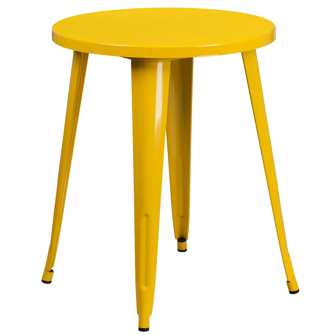 Flash Furniture CH-51080-29-YL-GG 24" Round Metal Dining Table, Yellow, 29"H, Powder Coat Finish