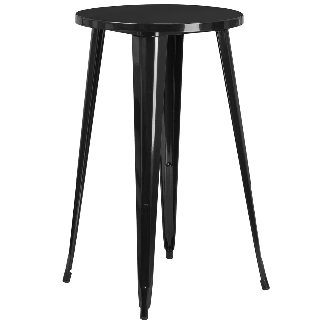 Flash Furniture CH-51080-40-BK-GG 24" Round Bar Height Table, Metal Top, Black Powder Coat Finish