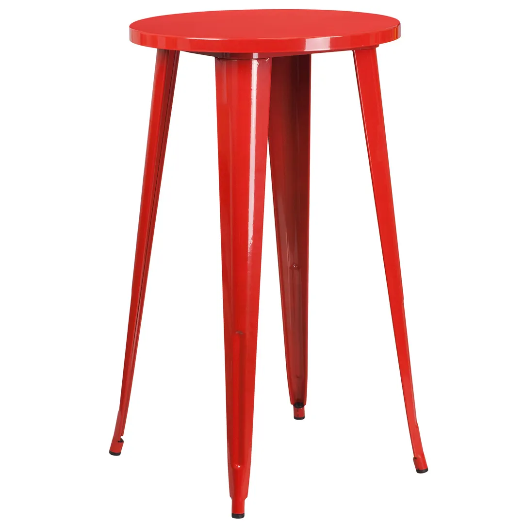 Flash Furniture CH-51080-40-RED-GG 24" Round Bar Height Metal Table, Red Powder Coat Finish, 41"H