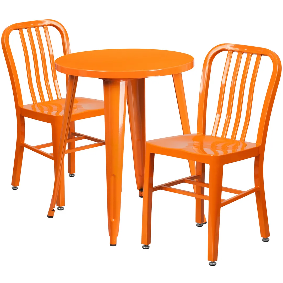 Flash Furniture CH-51080TH-2-18VRT-OR-GG 24" Round Table & 2 Chair Set, Orange, Powder Coat Finish, 29"H