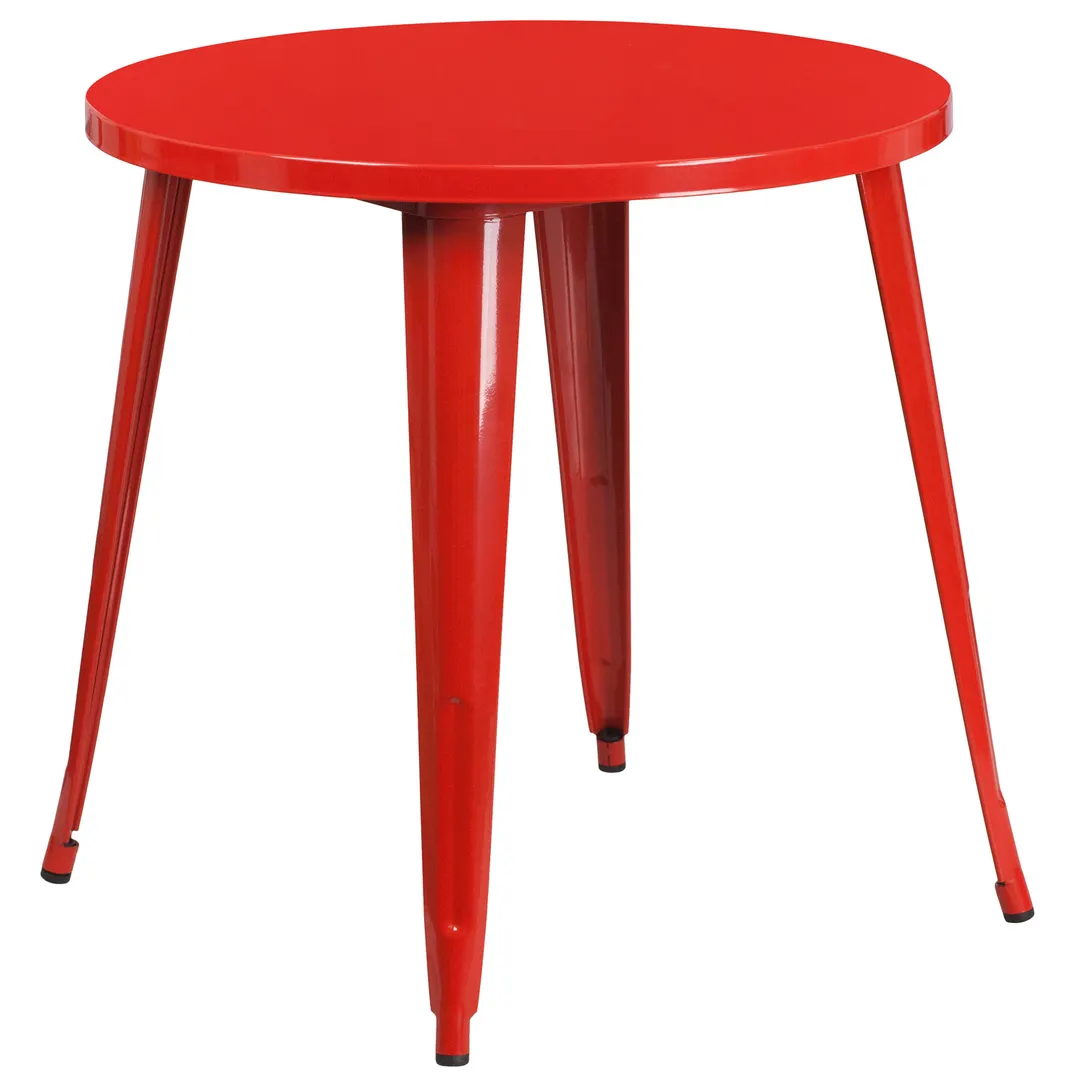 Flash Furniture CH-51090-29-RED-GG 30" Round Metal Dining Table, Red Powder Coat Finish, 29"H