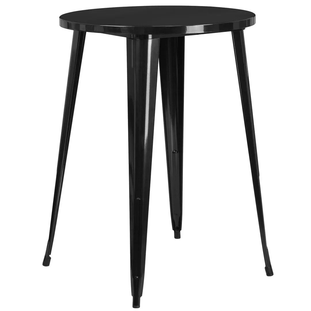 Flash Furniture CH-51090-40-BK-GG 30" Round Bar Height Table, Metal Top, Black Powder Coat Finish