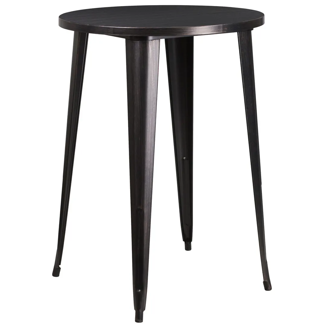 Flash Furniture CH-51090-40-BQ-GG 30" Round Bar Height Table, 41"H, Metal Top, Black & Antique Gold