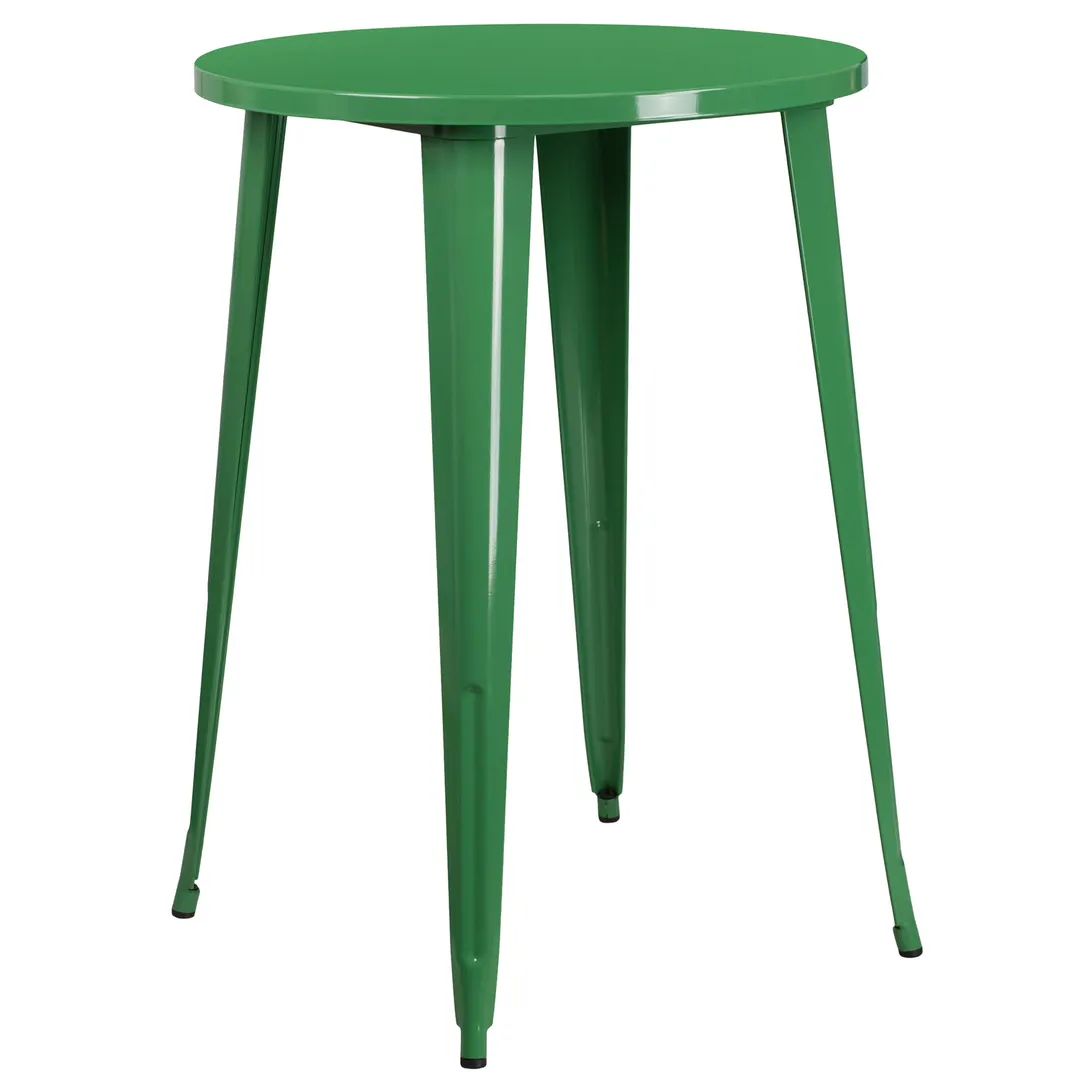 Flash Furniture CH-51090-40-GN-GG 30" Round Bar Height Table, Metal Top, Green Powder Coat Finish, 41"H