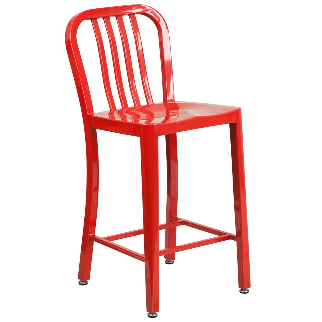 Flash Furniture CH-61200-24-RED-GG Red Counter Height Bar Stool 500 lb. Capacity