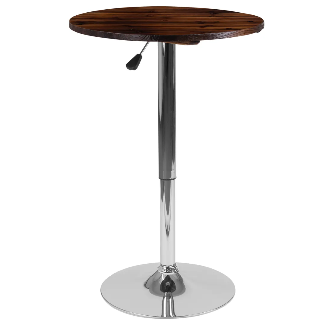 Flash Furniture CH-9-GG Round Rustic Walnut Wood Dining Table, 23.5" Dia, 26-35.5" Adjustable Height