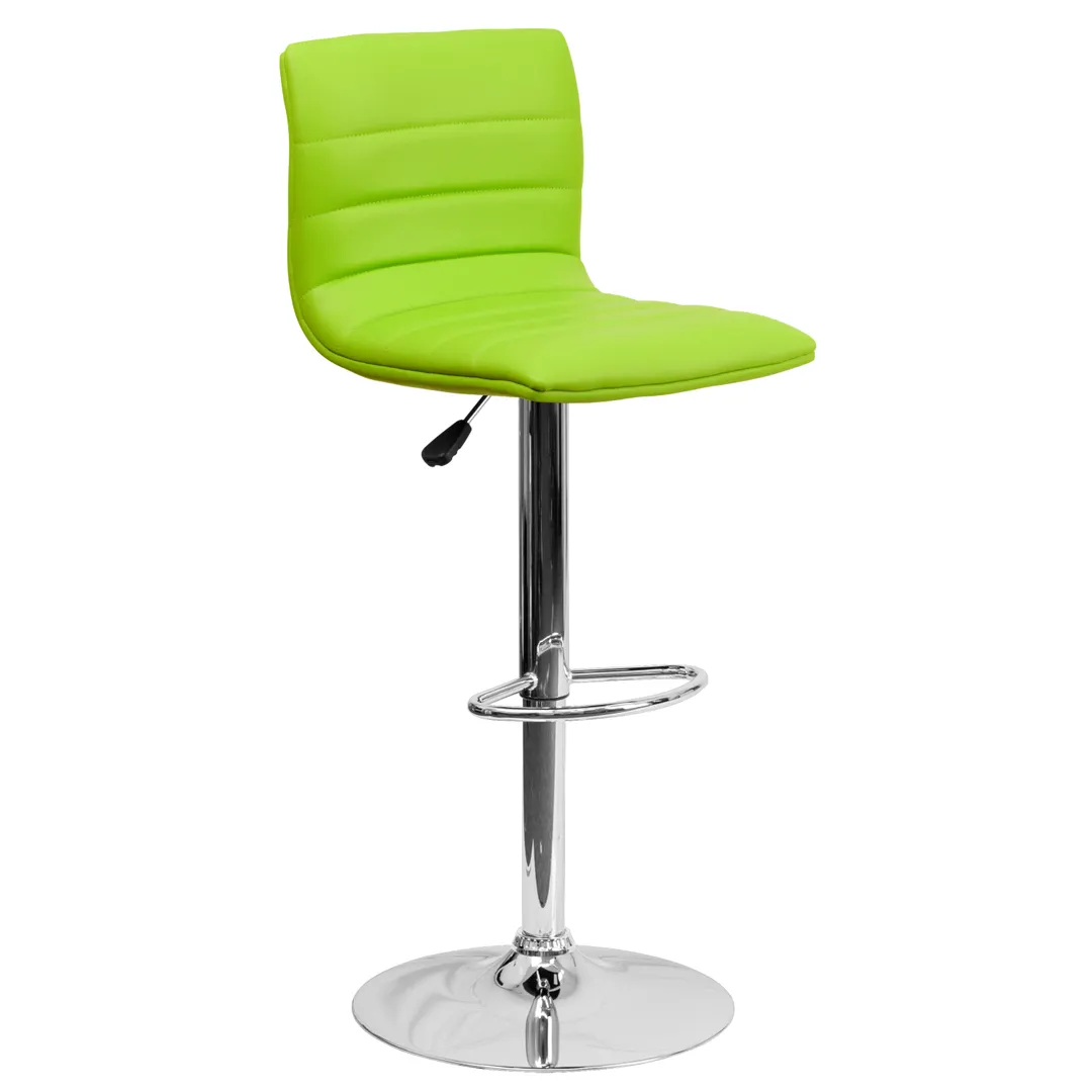 Flash Furniture CH-92023-1-GRN-GG Green Vinyl Swivel Bar Stool with Upholstered Back and Seat, Adjustable Height