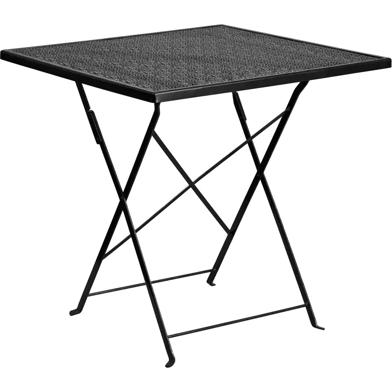 Flash Furniture CO-1-BK-GG 28" Square Folding Patio Table, Black Steel, Powder Coat Finish