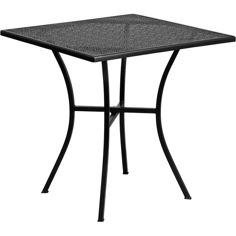 Flash Furniture CO-5-BK-GG 28x28 Square Patio Table, Steel, Black Powder Coat, 28H