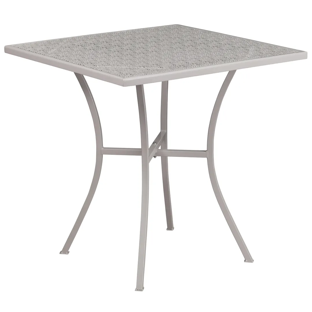 Flash Furniture CO-5-SIL-GG 28x28 Square Patio Table, Steel Base, Light Gray Powder Coat Finish