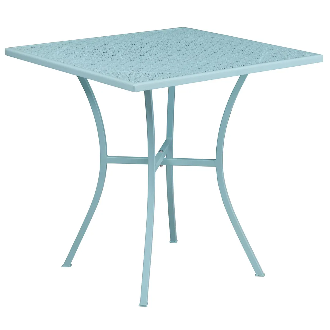 Flash Furniture CO-5-SKY-GG 28x28 Square Patio Table, Steel, Sky Blue Powder Coat Finish