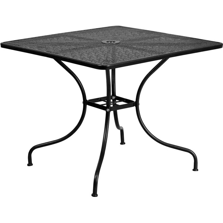 Flash Furniture CO-6-BK-GG 35.5x35.5 Square Patio Table, Steel, Black Powder Coat Finish
