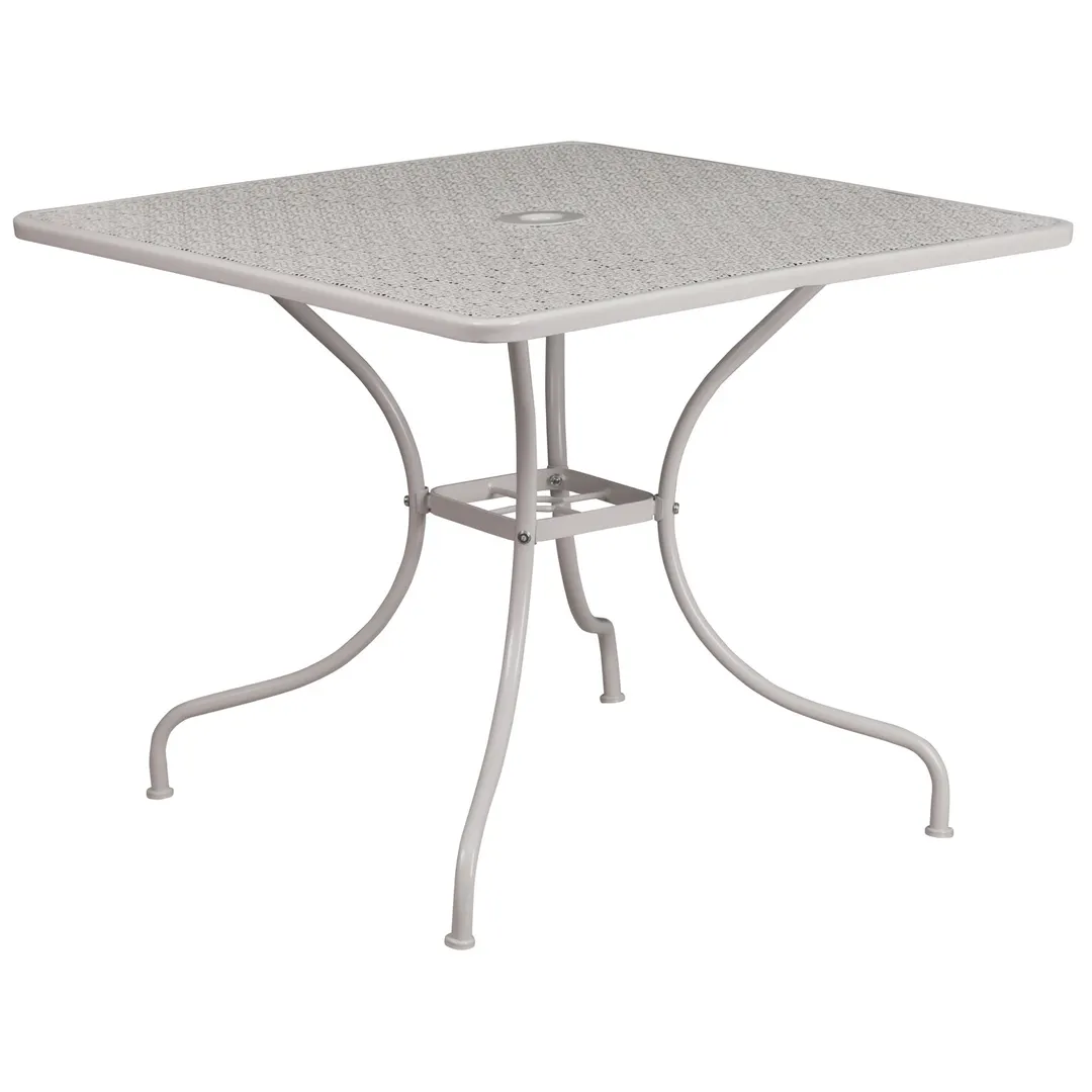 Flash Furniture CO-6-SIL-GG 35.5x35.5 Square Patio Table, Steel, Light Gray Powder Coat Finish