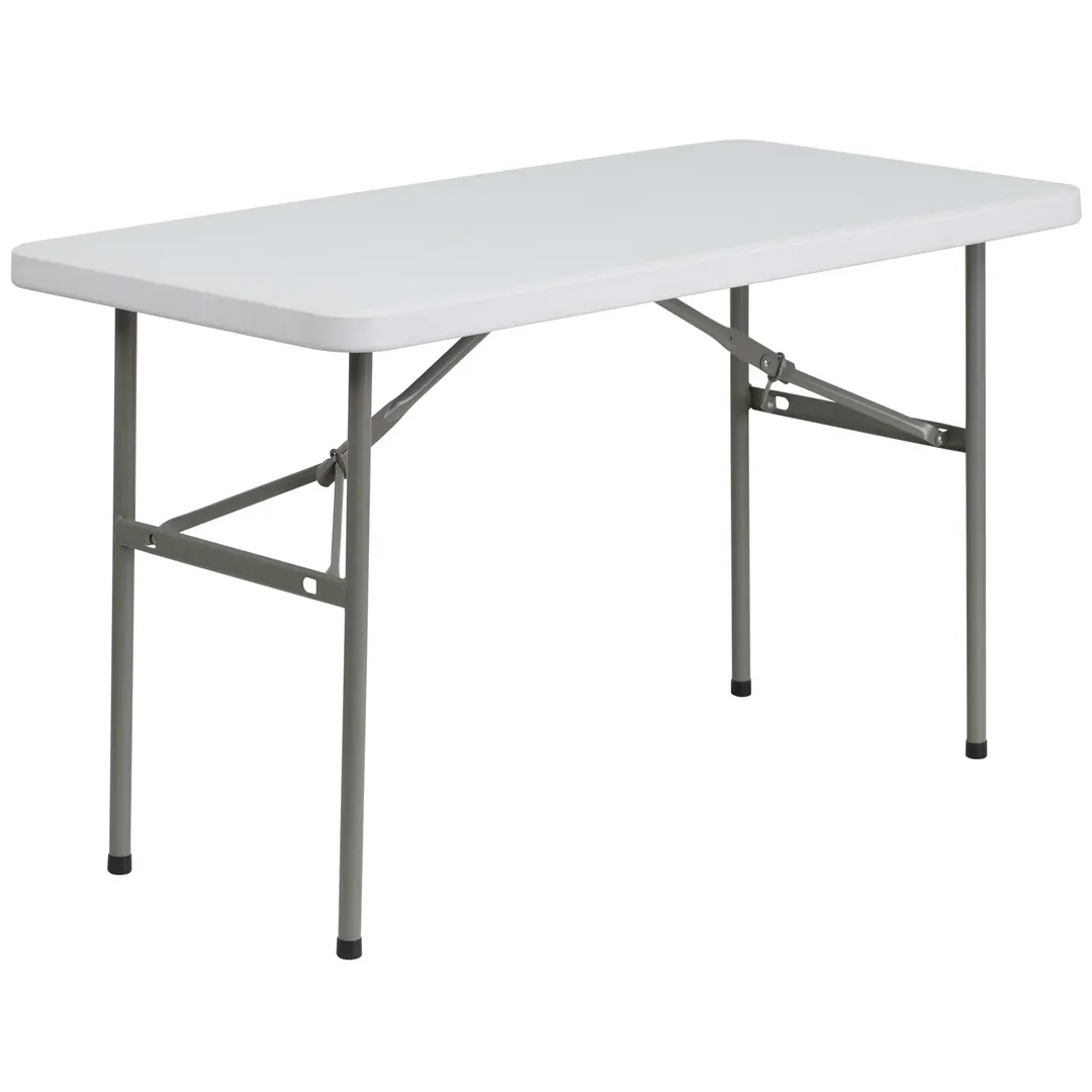 Flash Furniture DAD-YCZ-122-2-GG Folding Table, 48-1/4"W x 24"D x 29"H, Granite White Plastic Top, Gray Metal Legs, 330 lbs