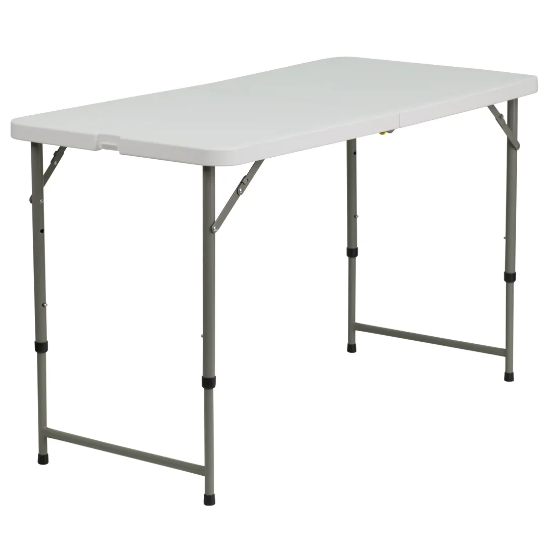 Flash Furniture DAD-YCZ-122Z-2-GG Folding Table, 47-3/4"W x 23-3/4"D, Adjustable Height 23"-29-1/4", Granite White Plastic, 330 lbs, Rectangular, Indoor/Outdoor
