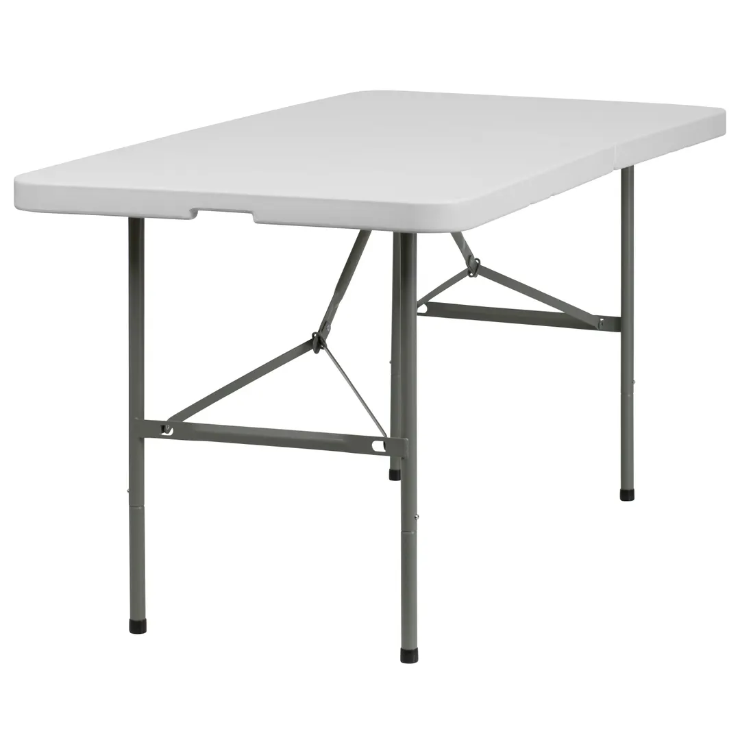 Flash Furniture DAD-YCZ-152Z-GG Folding Table, 60"W x 30"D x 29"H, Granite White Plastic, 220 lbs, Rectangular, Indoor/Outdoor