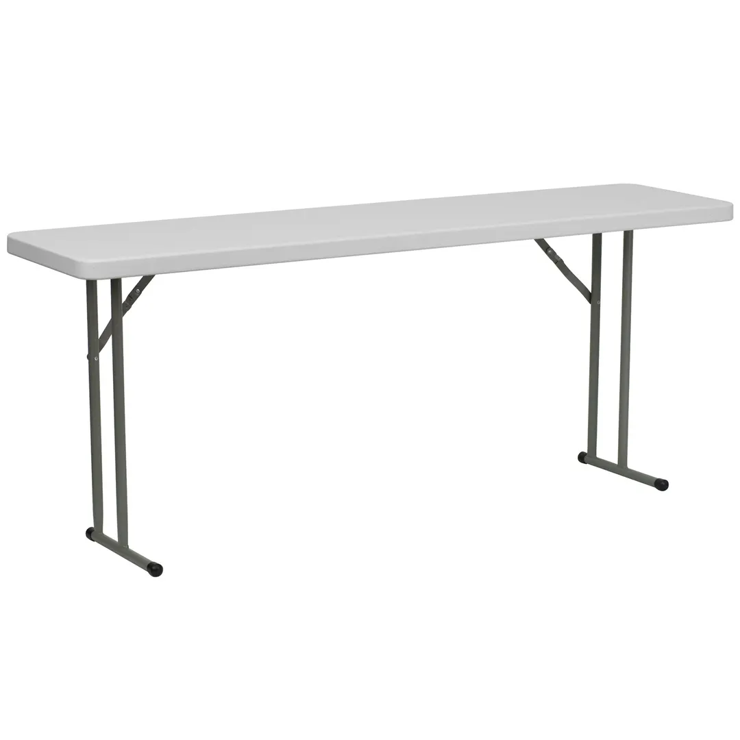 Flash Furniture DAD-YCZ-180-GW-GG Folding Table, 72"W x 18"D x 29"H, Granite White Plastic Top, Gray Metal Legs, 220 lbs Capacity