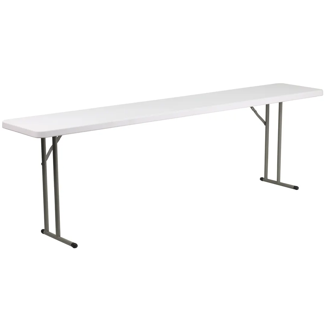 Flash Furniture DAD-YCZ-244-2-GW-GG Folding Table, 96"W x 18"D x 29"H, Granite White Plastic Top, Gray Metal Legs, 330 lbs