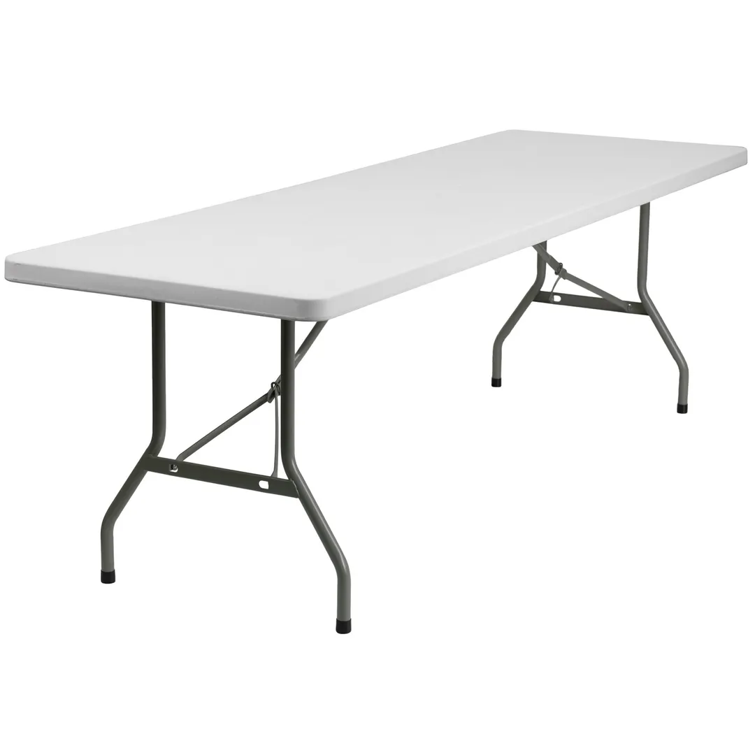 Flash Furniture DAD-YCZ-244-GW-GG Folding Table, 96"W x 30"D x 29"H, Granite White Plastic Top, Gray Metal Legs, 661 lbs, Rectangular, Indoor/Outdoor