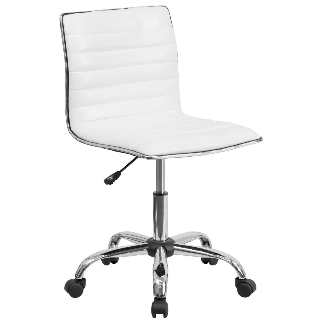 Flash Furniture DS-512B-WH-GG Swivel Task Chair, 31-1/4"-36" Height, 250 lb, White Vinyl, Chrome Base, Armless