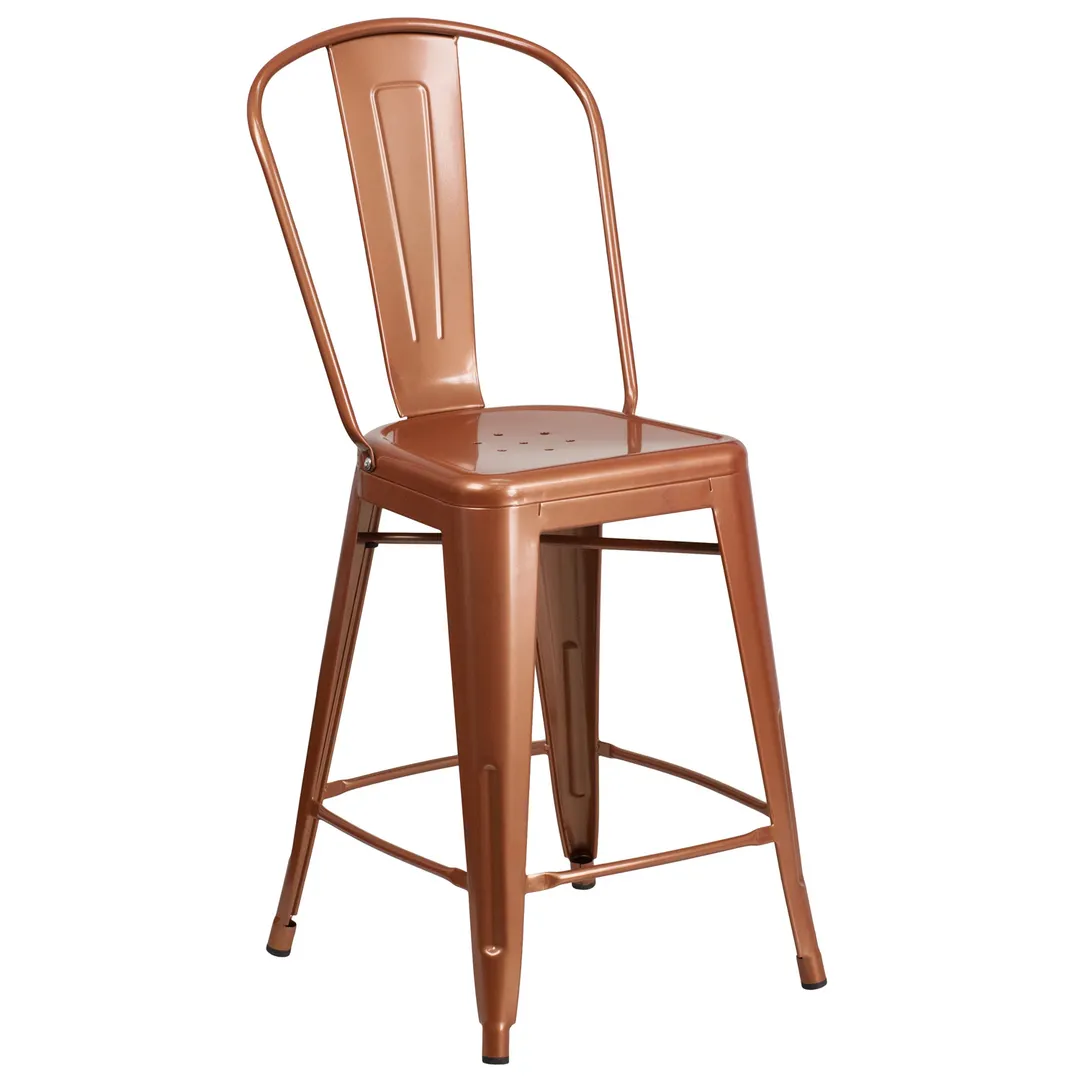 Flash Furniture ET-3534-24-POC-GG Copper Counter Height Bar Stool, 500 lb, Metal, Powder Coat