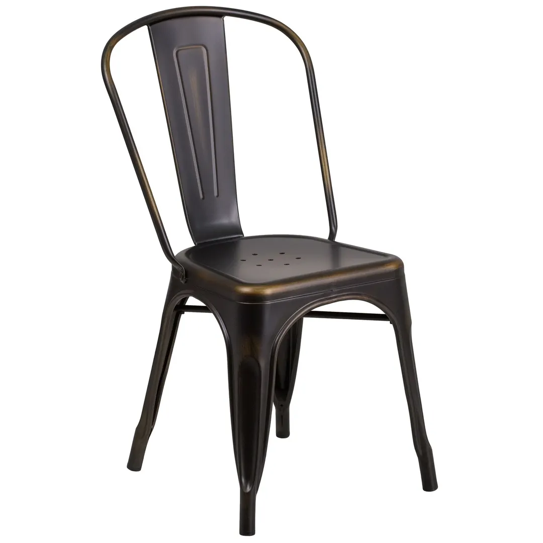 Flash Furniture ET-3534-COP-GG Stackable Chair, 500 lbs, Copper, Powder Coat, Rubber Glides, 8‑High Stack