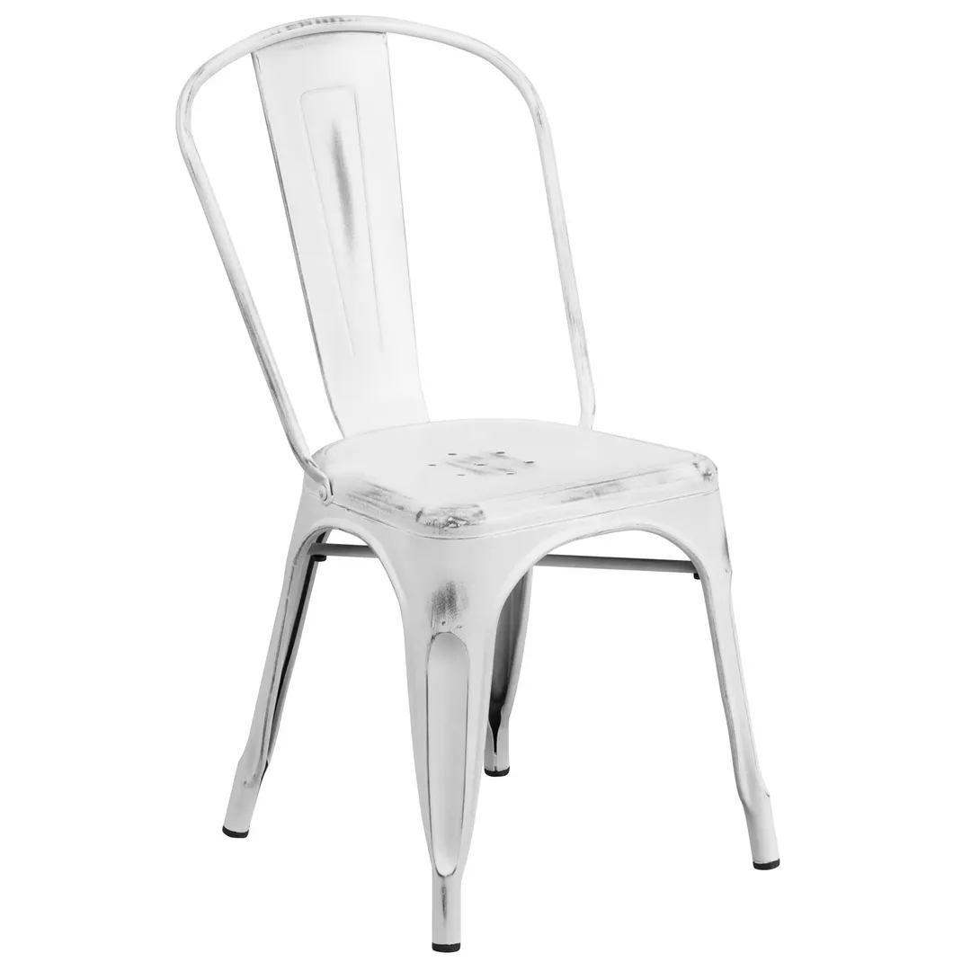 Flash Furniture ET-3534-WH-GG Stackable Outdoor Chair, 500 lbs, White Metal, Powder Coat, 8‑High Stack