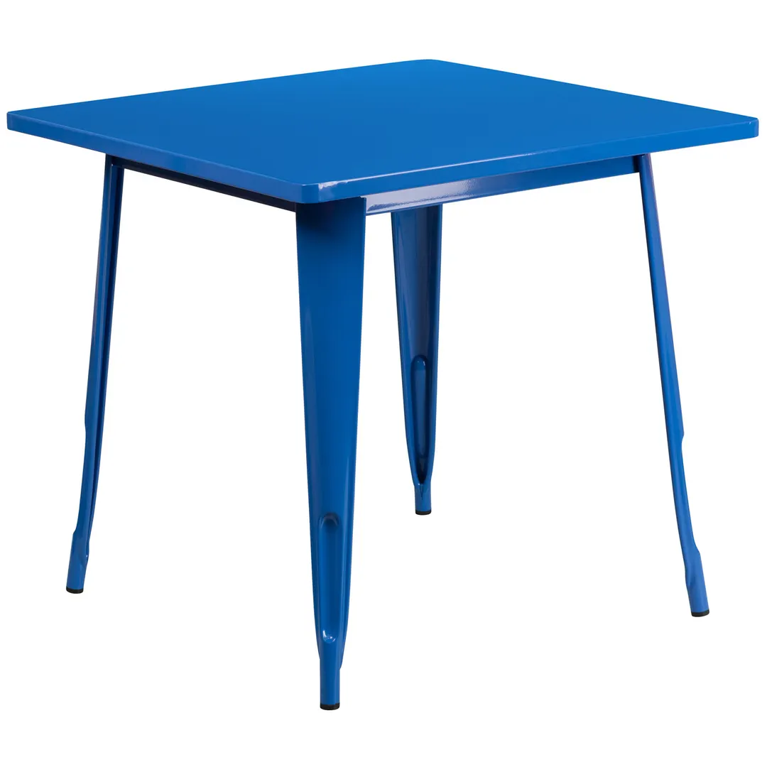 Flash Furniture ET-CT002-1-BL-GG Square Dining Table, 31.5Wx31.5Dx29.5H, Blue, Galvanized Steel, Powder Coat Finish