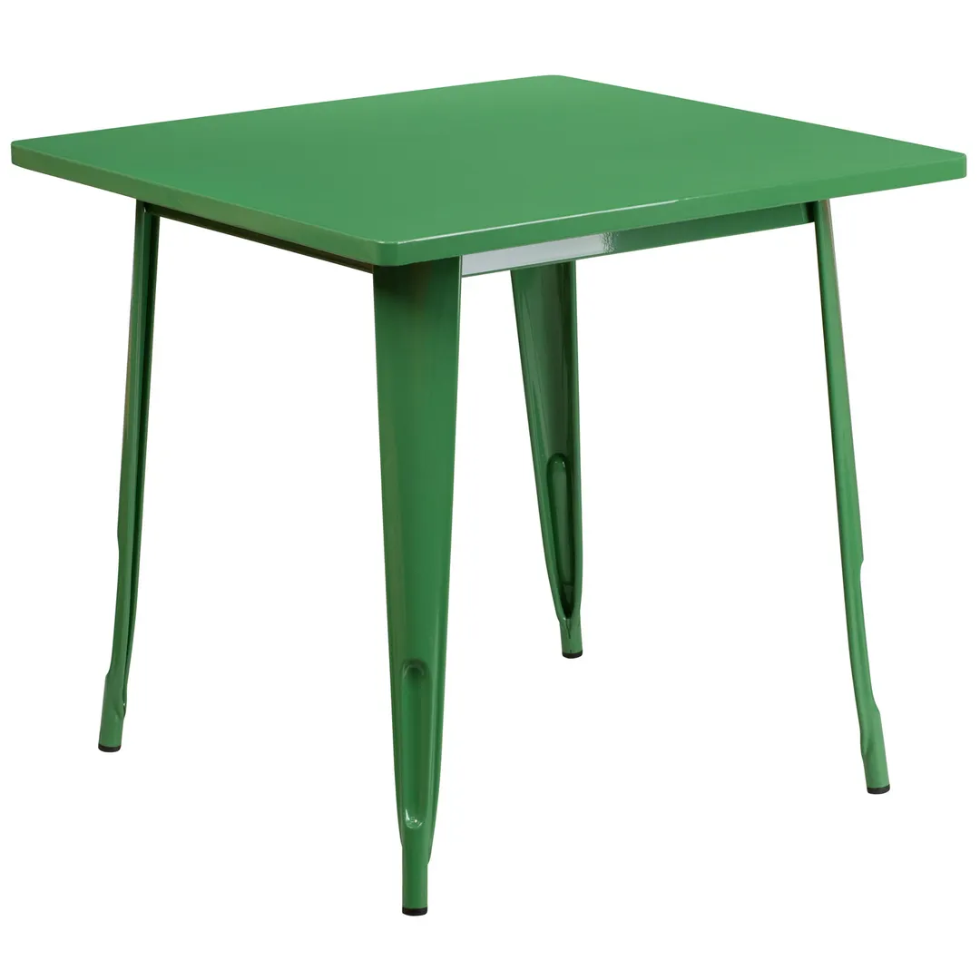 Flash Furniture ET-CT002-1-GN-GG 31x31 Square Green Dining Table, 29.5 Height, Galvanized Steel, Powder Coat Finish