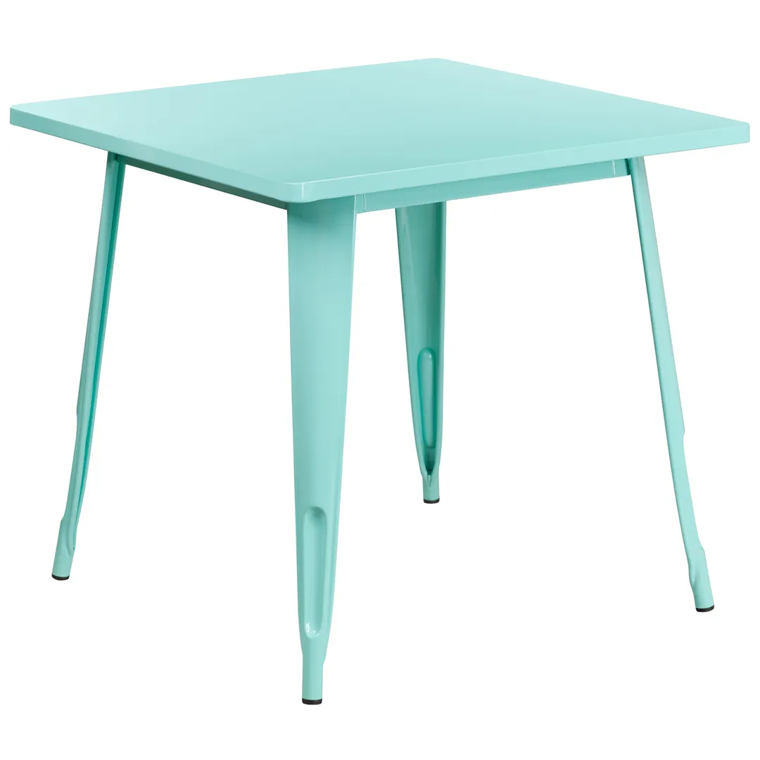 Flash Furniture ET-CT002-1-MINT-GG Square Dining Table, 31.5Wx31.5Dx29.5H, Galvanized Steel, Mint
