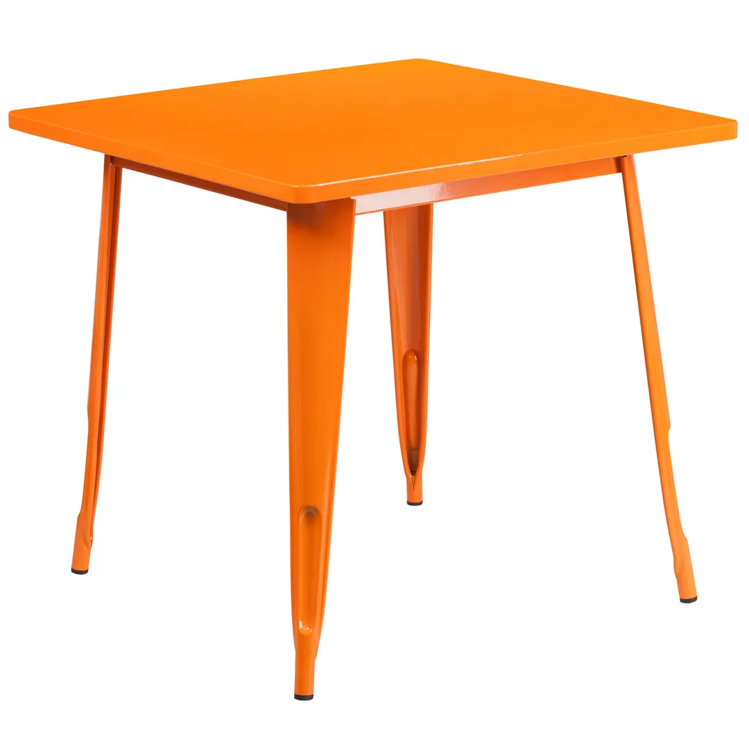 Flash Furniture ET-CT002-1-OR-GG Square Dining Table, 31x31, Orange, Galvanized Steel, Powder Coat Finish